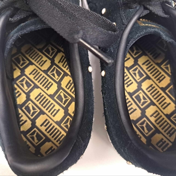 PUMA SUEDE PEARL STUDS WN SPuma Black-Puma Team Gold Sz 8.5 - Picture 7 of 8